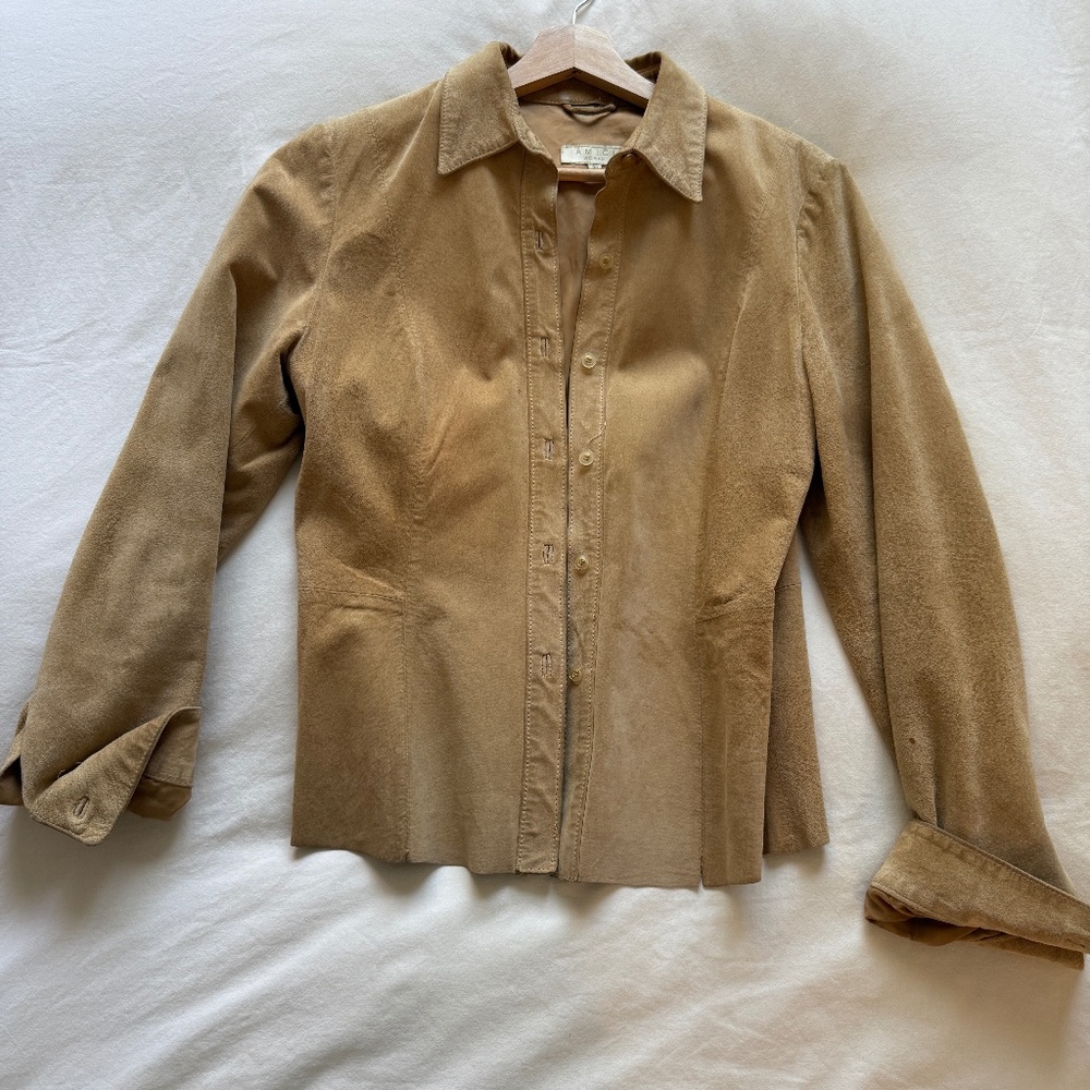 Vintage 100% Suede button down XS